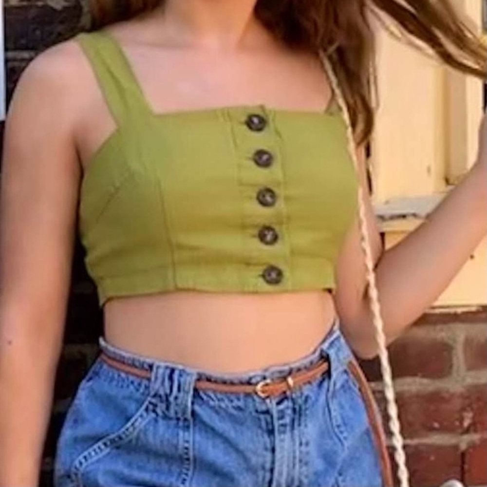 Green Button Down Tank